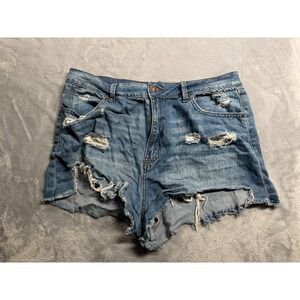 Rewash Vintage Reunion Cut Off Shorts Womens 15 Blue Denim Super High Rise